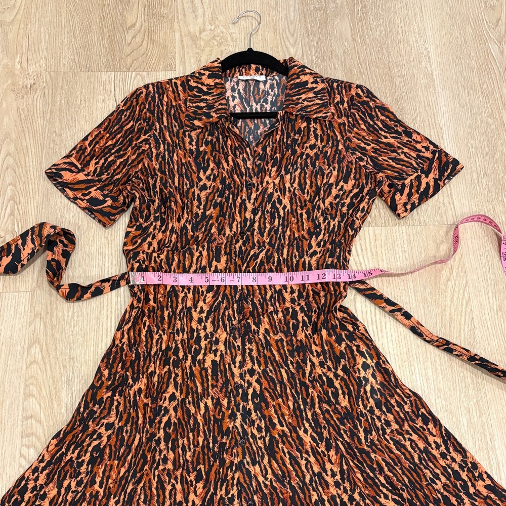 Sandro Paris Collared Animal Print Button Down Belted Shirt Dress EU Size 36 - Picture 8 of 10